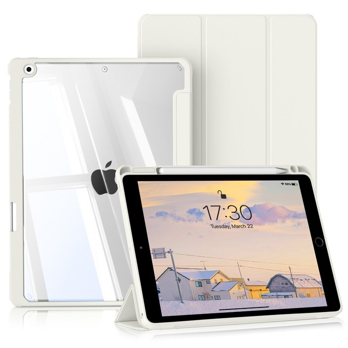 AOUB iPad 보호 케이스, 펜 슬롯이 있는,전체 커버 굽힘 방지 내마모성 HD 투명 아크릴 백 커버, 11인치 iPad Pro 11 태블릿에 적합, 화이트, 1개