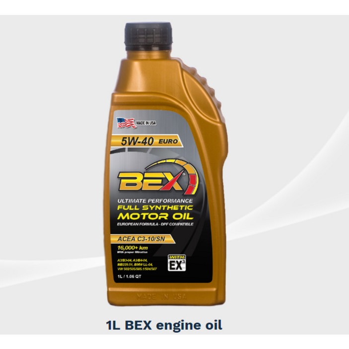 BEX 벡스 5W30 // 5W40 C3 100%합성유 1리터 미국 서부 텍사스 오일 최고성능 교체주기 연장 엔진보호 소음감소 연비극대화, 1개, 1l