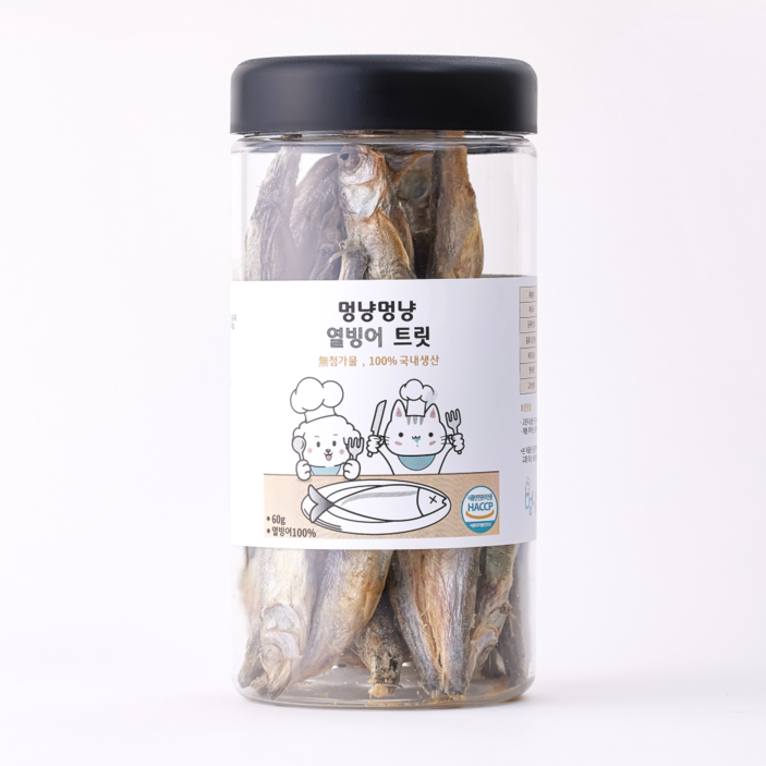 멍냥멍냥 반려동물 동결건조 간식, 1개, 60g, 열빙어