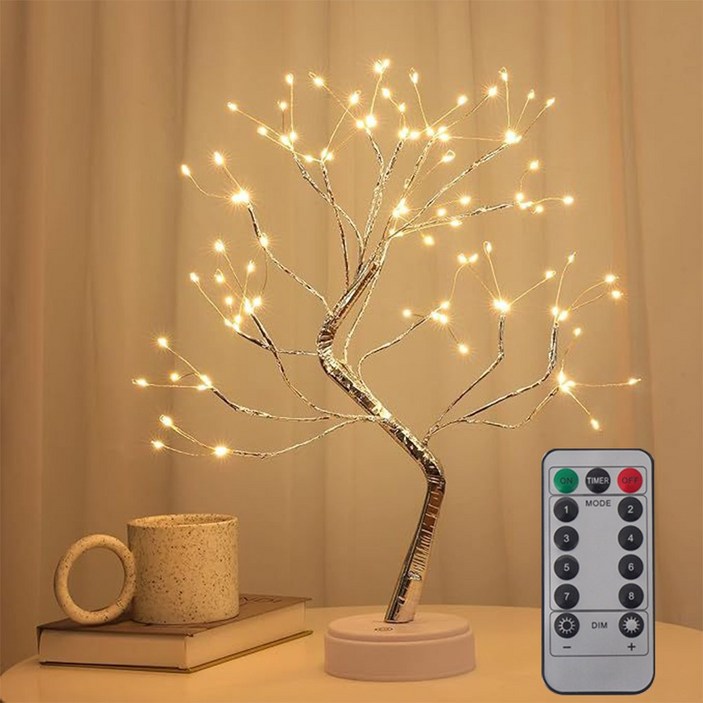 위케아 108구 자작나무 미니트리 인테리어스탠드 무드등, 금빛