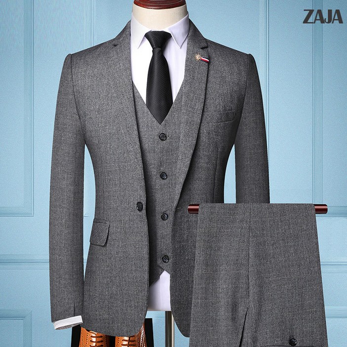 ZAJA 남성 슬림핏 정장 수트세트 쓰리피스 비즈니스 오피스룩