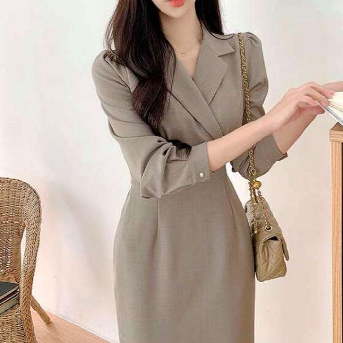 여성 결혼식 하객 H라인 오피스룩 원피스