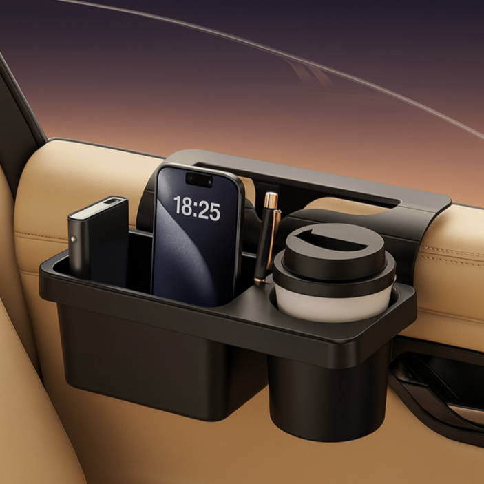 에이데이즈 흔들림방지 수납가능 차량용 컵홀더, 블랙, 1개