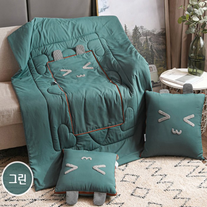사계절 뚜뚜 고양이 쿠션담요