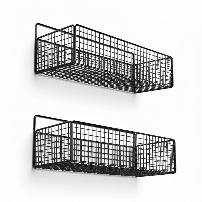blitopia 1+1펀칭 디자인 다용도 바스켓 욕실 선반, 1개, 블랙
