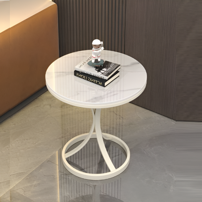 체리닷컴 잘록한 세라믹 거실 카페 원형 티테이블, 화이트 A