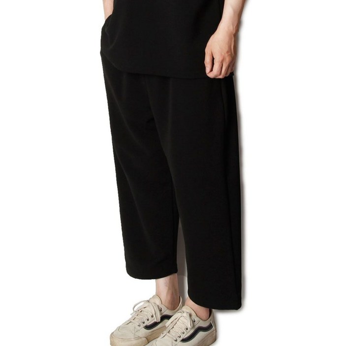 편한 와이드핏 9부 팬츠 국내산 허리밴딩 데일리룩_966EA