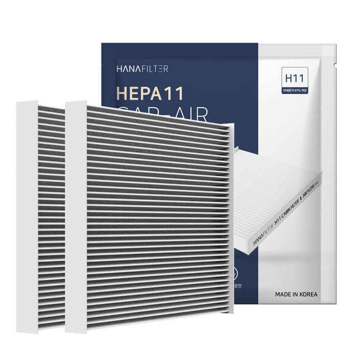 [1+1] H11 하나 차량용 에어컨 필터 PM1.0 초미세먼지 유해물질 헤파, 2+2개, HF-11