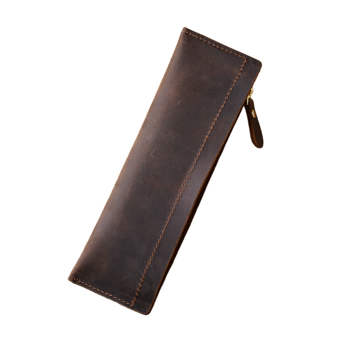 웨얼투투 슬림 미니 소가죽 필통 펜케이스, 1개, 커피