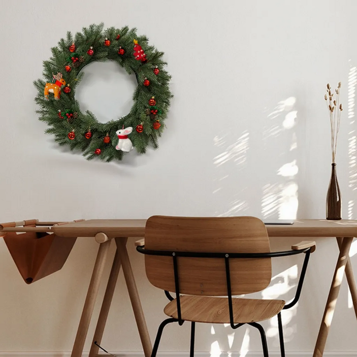 60cm 프리미엄 크리스마스 리스 풀세트 pe100 전구오너먼트가방 포함, 1세트, 레드 미니볼