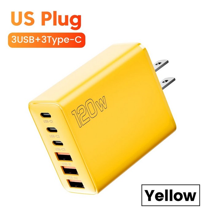 Elough 120W 6 포트 3A  3C 휴대폰 충전기 USB A 타입 슈퍼 충전 어댑터 화웨이  삼성 아이폰 기기용