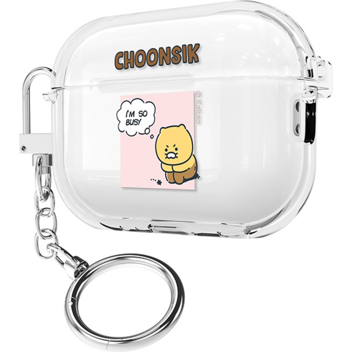 카카오프렌즈 춘식이 카툰 블루투스 이어폰 투명 슬림 케이스 키링 세트