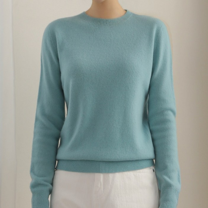 클레이스 울100% 캐시미어 호주산 양모 여성 라운드넥 니트