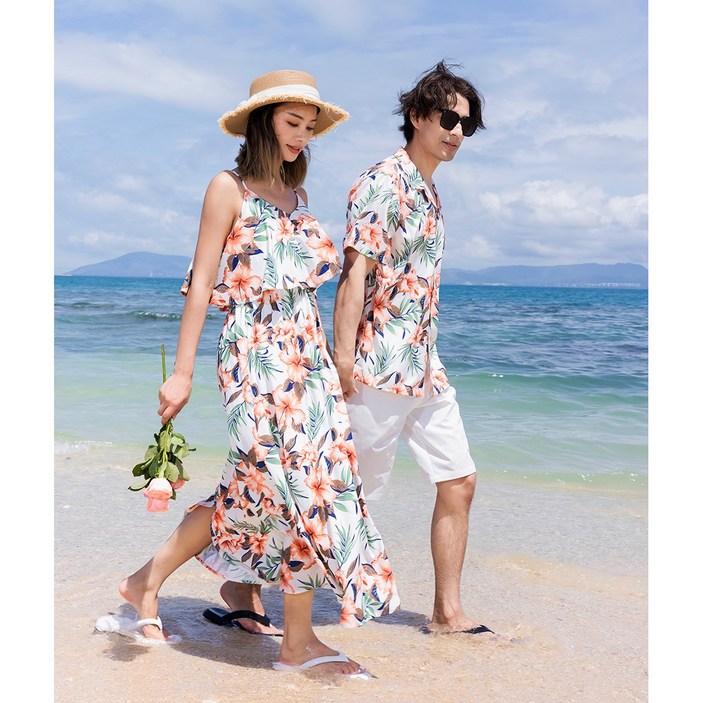 [44~77] 두근비치 신혼여행 커플룩 바캉스 원피스  하와이안 원피스 허니문 커플룩 여름 원피스 휴양지 원피스 여성 여름 원피스 휴양지 커플룩 휴양지룩 해외여행룩  동남아 커플룩