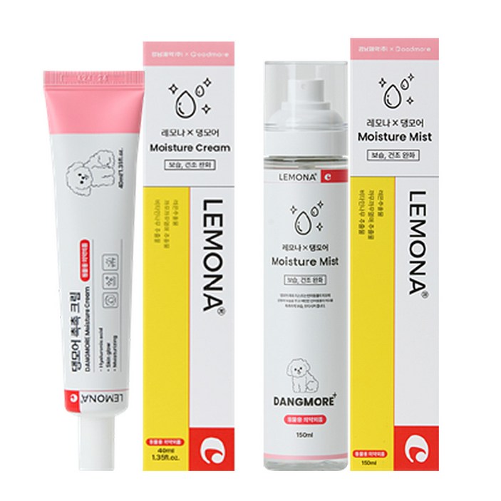 레모나X댕모어 촉촉크림+촉촉미스트 2종세트 강아지피부보습 강아지각질케어, 1개