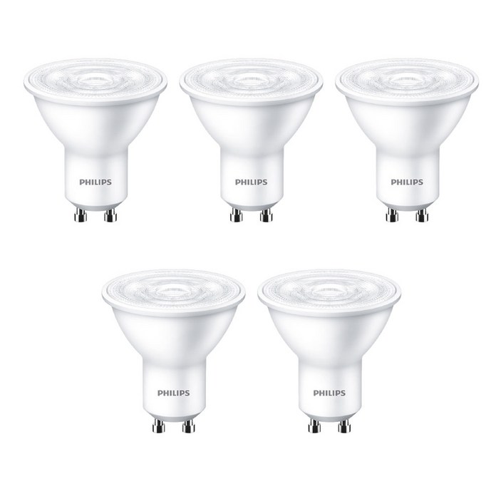 필립스 LED GU10 4.5W 220V 스팟전구 5P, 전구색, 5개