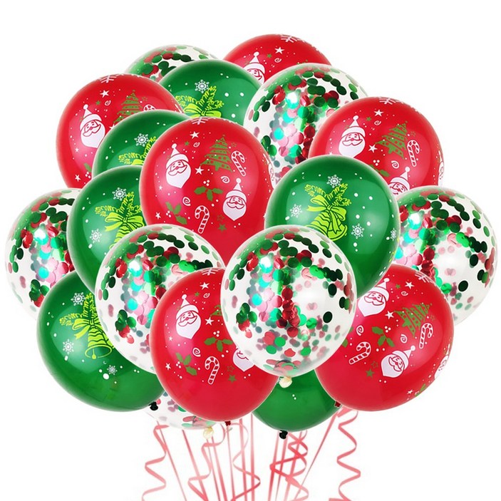 크리스마스 세트 풍선 가랜드 파티장식 소품 혼합풍선 트리 데코 홈파티용품 [에브리띵스마일] 1077, 1세트, 혼합풍선 30P
