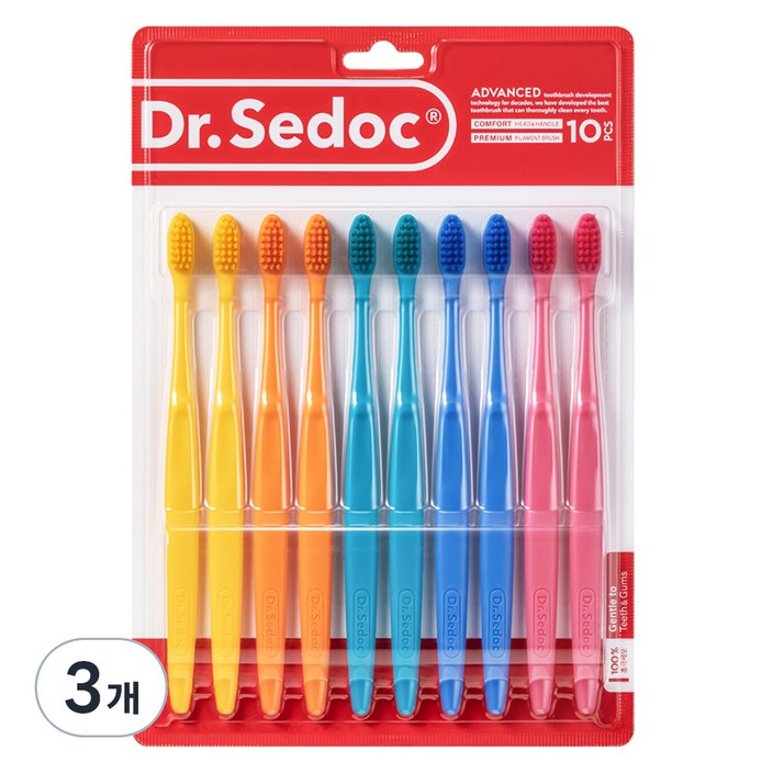 닥터세닥 컬러팝 어드밴스 칫솔 10p, 3개