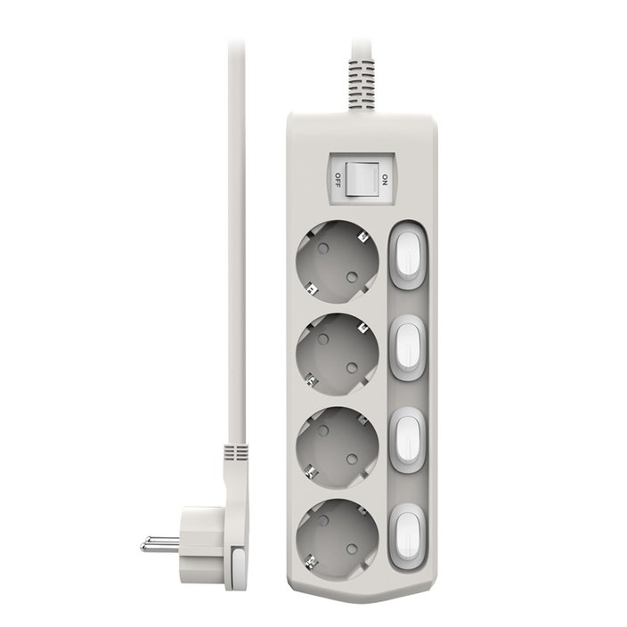 강한박스 16A 개별스위치 납작멀티탭 4구