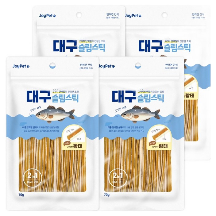 조이펫 강아지 대구 슬림스틱 간식, 황태, 70g, 4개