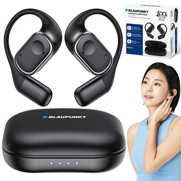 블라우풍트 AAC ENC 노이즈 캔슬링 오픈 귀걸이형 HIFI 5.4 블루투스 이어폰, BLPOE383K, 블랙