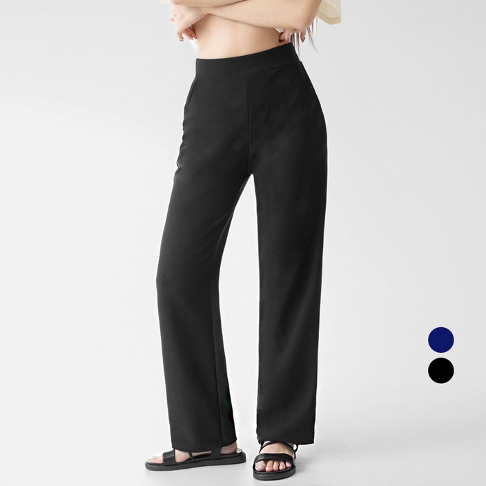 코튼클로젯 여성용 롱일자핏 스판 밴딩 슬랙스