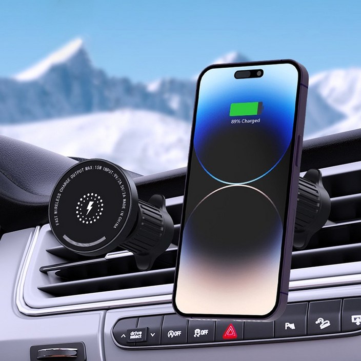 자동차용 고속 무선 충전 거치대 통풍구 장착형 15W 고속 무선 충전 스마트폰 거치대