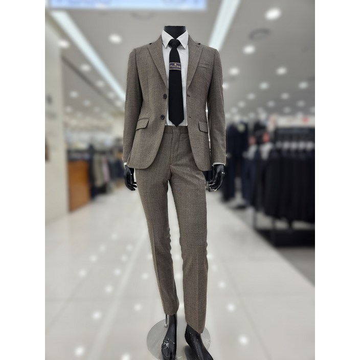 파렌하이트 24F/W  베이지 멜란지 마이크로 조직물 정장세트 FJJ10