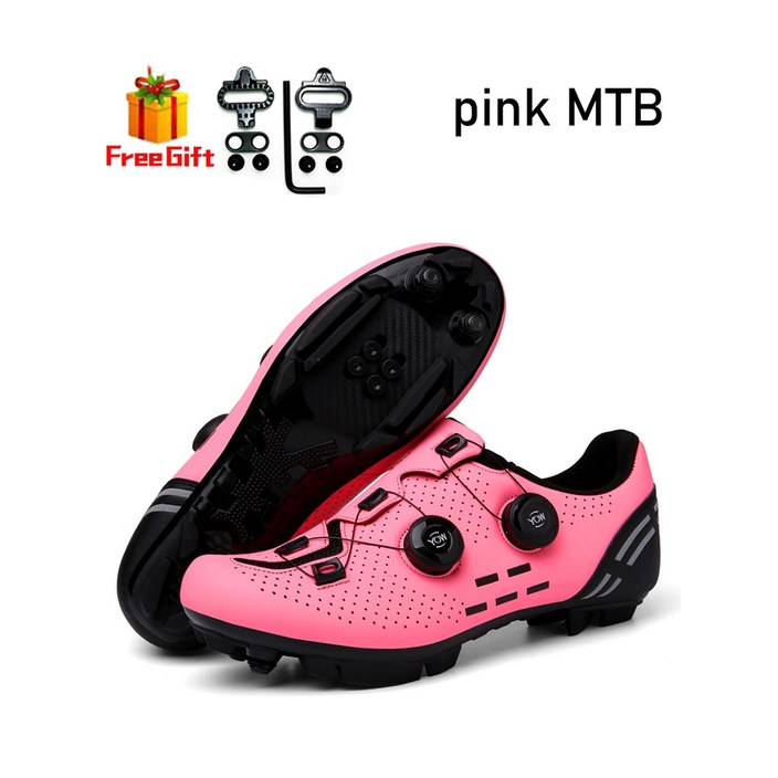 토커버 사이클링 신발 미끄럼 방지 남성용 산악 자전거 신발 스피드 카본, 41, pink MTB