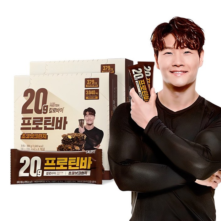 칼로바이 프로틴바 20g 초코넛크런치 고단백 간식 김종국 단백질바 김계란 에너지바 2박스, 2개, 330g 칼로바이 프로틴바 20g 초코넛크런치 고단백 간식 김종국 단백질바 김계란 에너지바 2박스, 2개, 330g