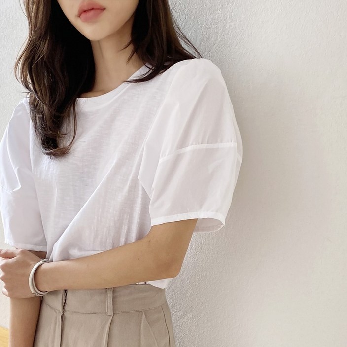 볼륨퍼프소매 벌룬 여름반팔티셔츠 볼륨퍼프소매 벌룬 여름반팔티셔츠