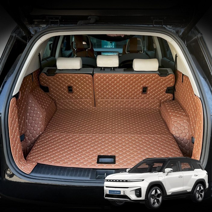 알브이모터스 3D 가죽 퀼팅 토레스EVX 전용 풀커버 사이드트렁크 매트 세트 (트렁트 도어 미포함), 카멜