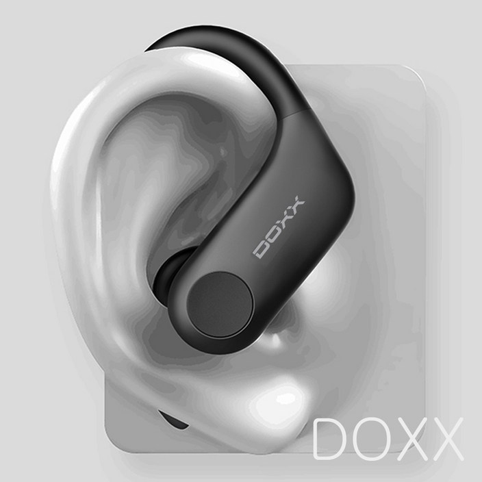 DOXX 블루투스 이어폰 완전 무선 귀걸이형 이어버드 운동용 스포츠형 헬스장 DX-RING7, DX-RING7, 블랙