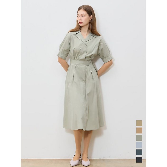 쉬즈미스 바스락 쿨 스모크 밴딩 셔츠 원피스  택가격  398000원