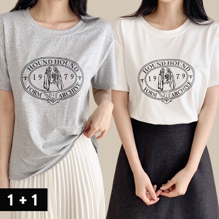 코코라벨라 여성 라운드넥 프린팅 반팔티셔츠 2P