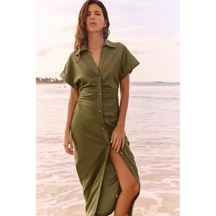 자라 여름세일 린넨 롱 원피스 미디 드레스 2782723 자라세일