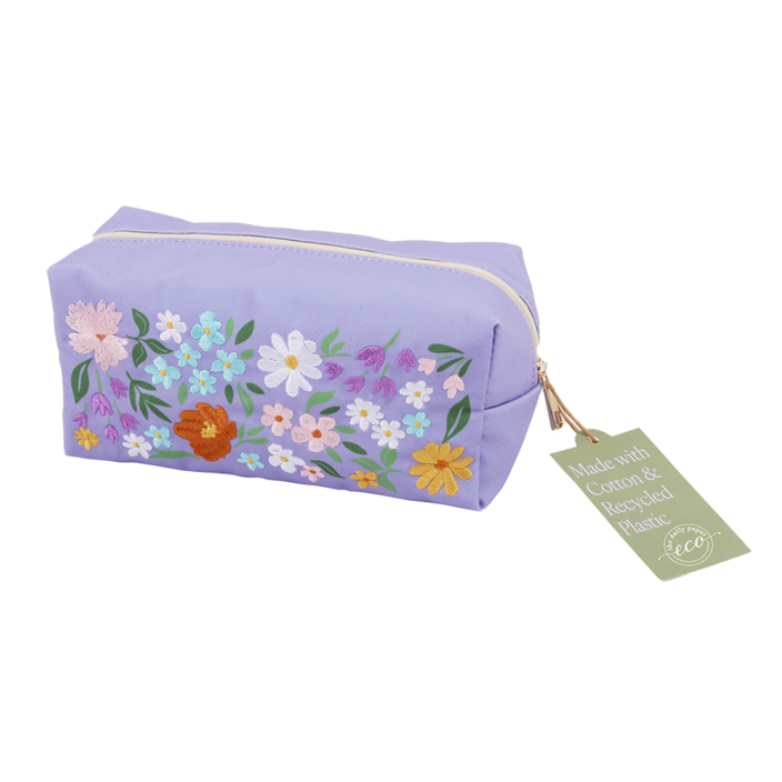 웍스라이프 코튼 펜슬 파우치자수, 1개, 데이지Daisy  퍼플