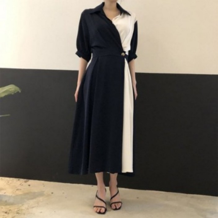 베스트칩 배색원피스