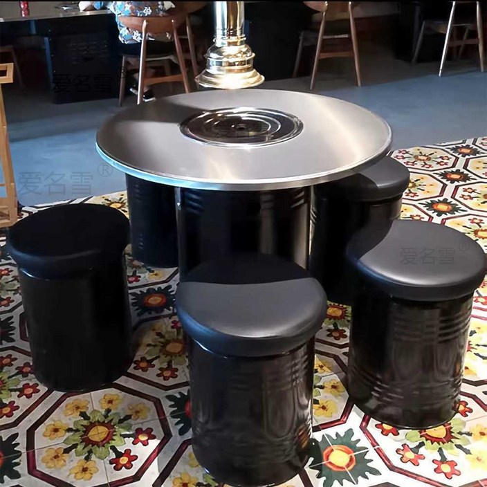 연탄 테이블 야외식탁 원형 테라스 스텐 포차 삼겹살, 80x160 정사각형 스테인레스 스틸 표면