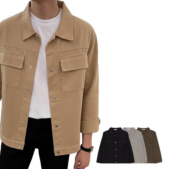 소프핸 오버핏 카라 단추 트러커 자켓 남자