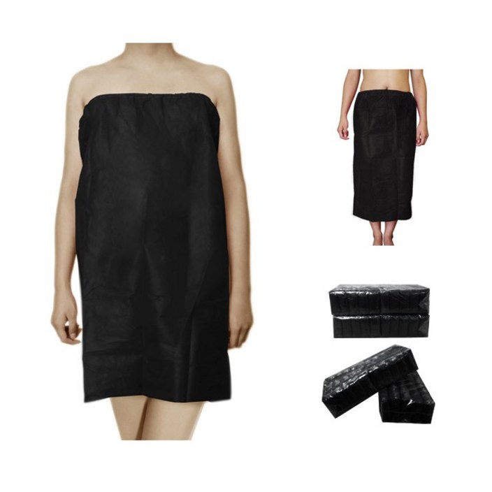 코부 부직포 일회용 가운 왁싱 마사지 가운 치마 개별포장, 100개, 블랙