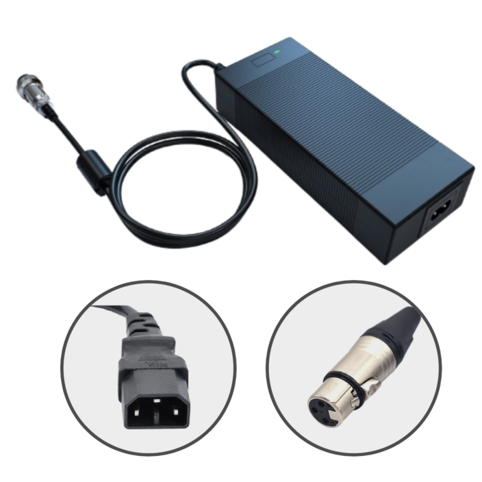 RAING 전기자전거 리튬이온배터리 충전기 IEC파워단자 숫놈, XLR마이크단자 암놈, 1개