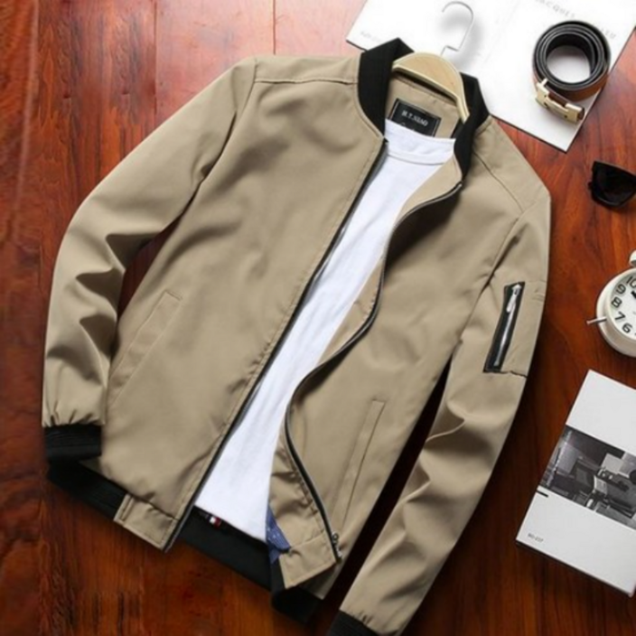 위즈아이 배색 소매 지퍼 블루종 점퍼 집업 자켓 WI100J