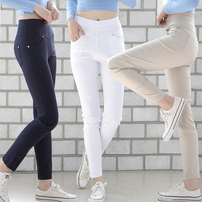 빅빅몰 마약스판 히든밴딩 얇은 코튼 여성 슬림 팬츠 여자 면바지 빅사이즈