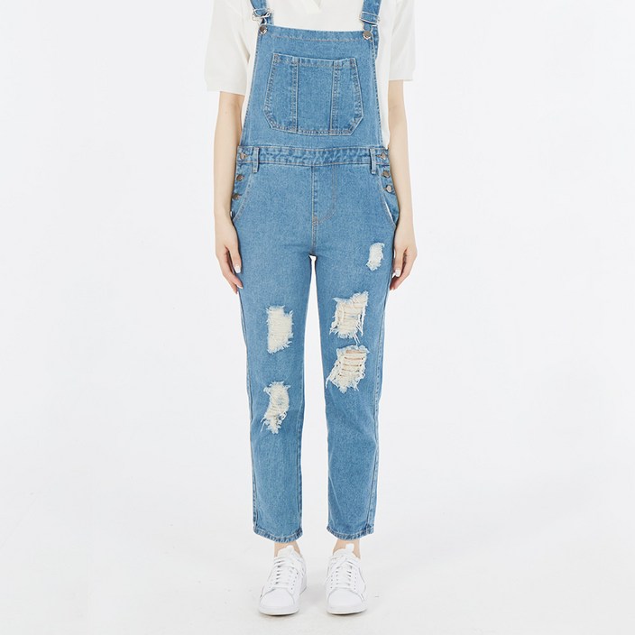 앤디모리슨 여성용 캐주얼 데님 멜빵 팬츠