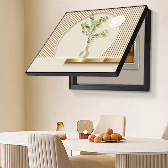 엘로 달항아리 액자 인터폰 두꺼비집 가리개, 1개, 블랙