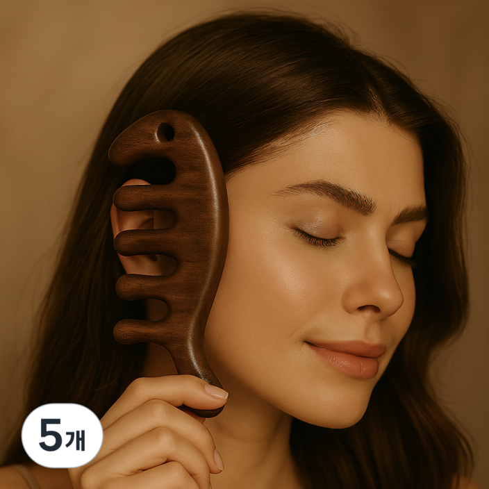 경락마사지 붓기 얼굴 림프 우드 두피괄사, 5개