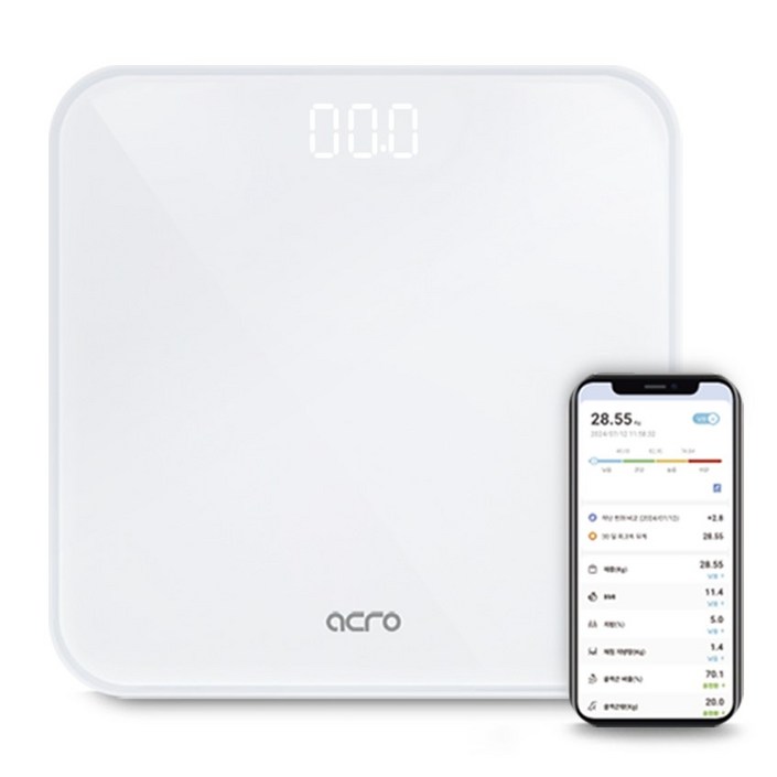 아크로 스마트 체지방 블루투스 체중계, 1개, 화이트, ibody200