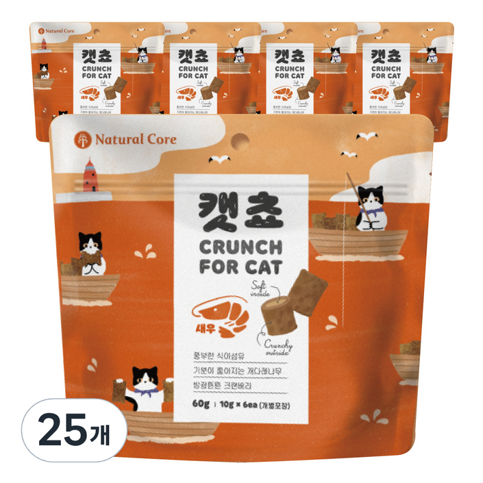 네츄럴코어 캣쵸 고양이 간식 새우 10g, 새우맛, 60g, 25개
