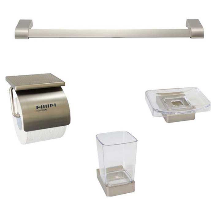 한샘바스 4600 SUS 욕실 수건걸이  휴지걸이  비누대  컵대 세트, 혼합색상, 1세트